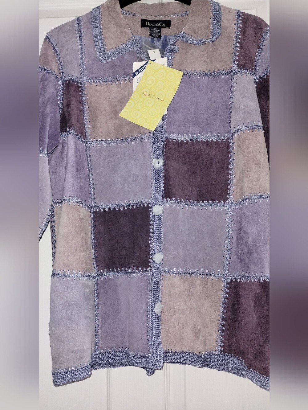 Vintage Denim&Co Lavender Patchwork Leather Jacket - Picture 5 of 7
